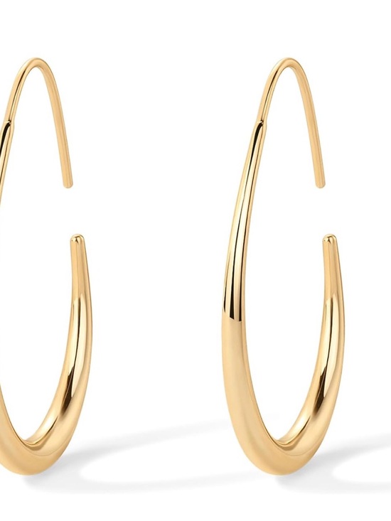 adornia Jewelry - Adornia Polished Gold Curved Wire Hoop Earrings for Women